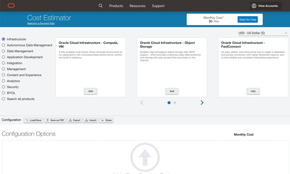 Cost Estimator screenshot