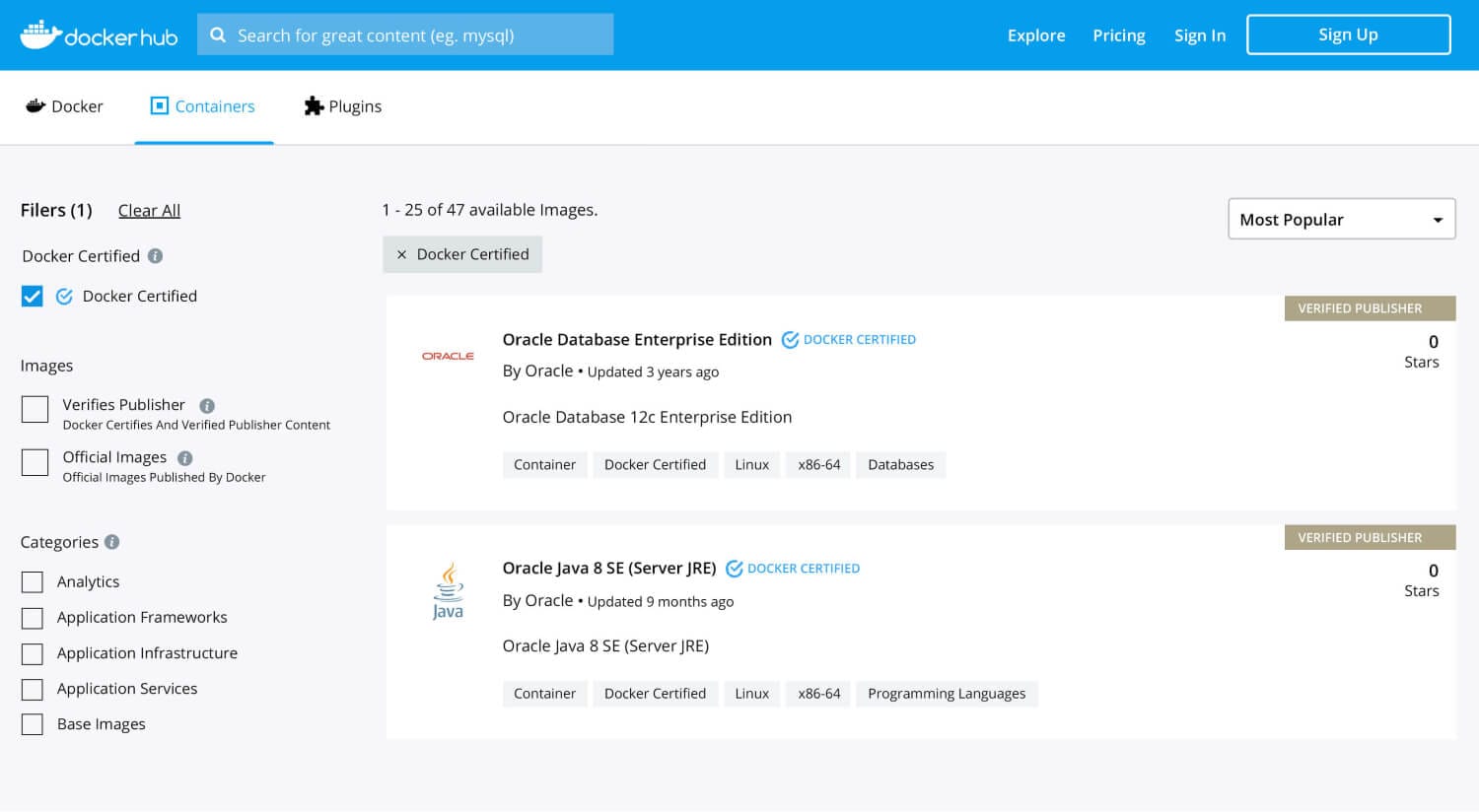 図3: Dockerレジストリのスクリーンショット