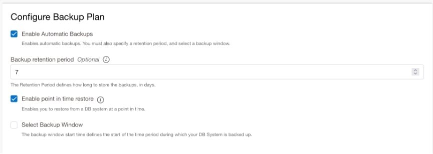 captura de pantalla de configuración de plan de copia de seguridad