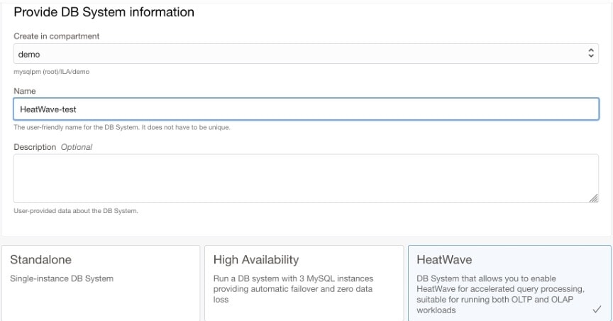 captura de pantalla de información del sistema de base de datos