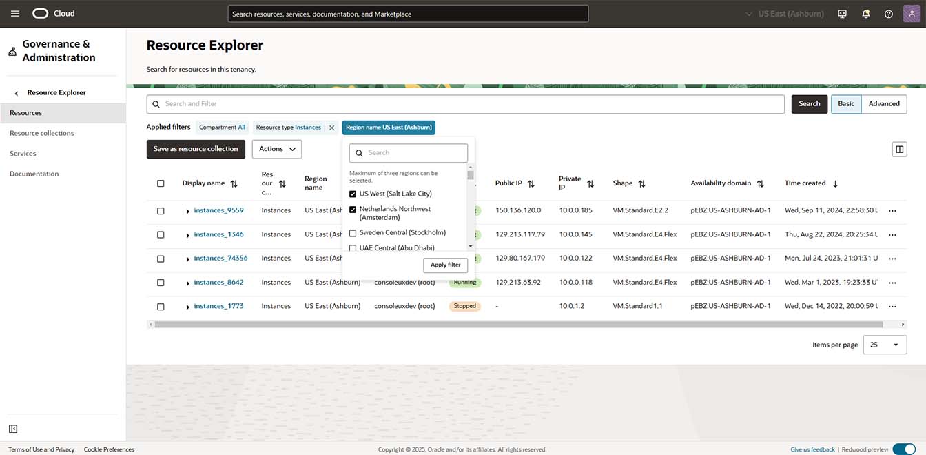 Diagramm für die Suche in mehreren Regionen