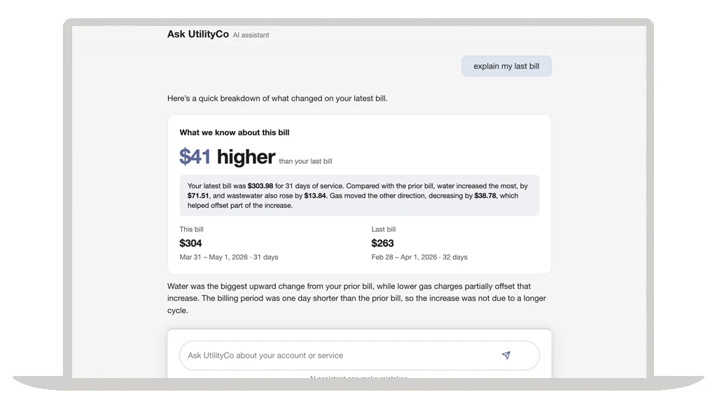 Customer-centered bill explanations screenshot