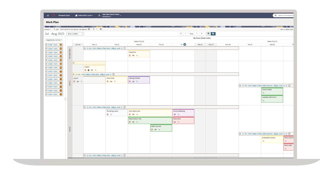 primavera field schedule screenshot