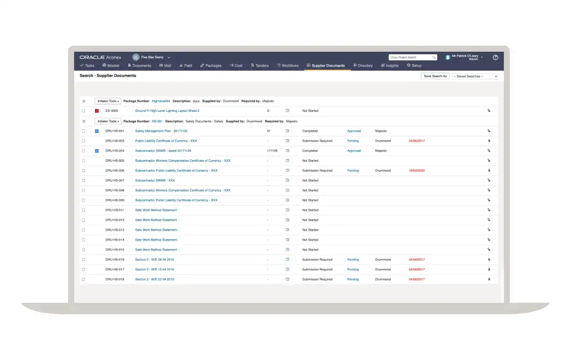 Supplier documents screenshot