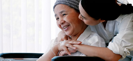 daughter hugging mother